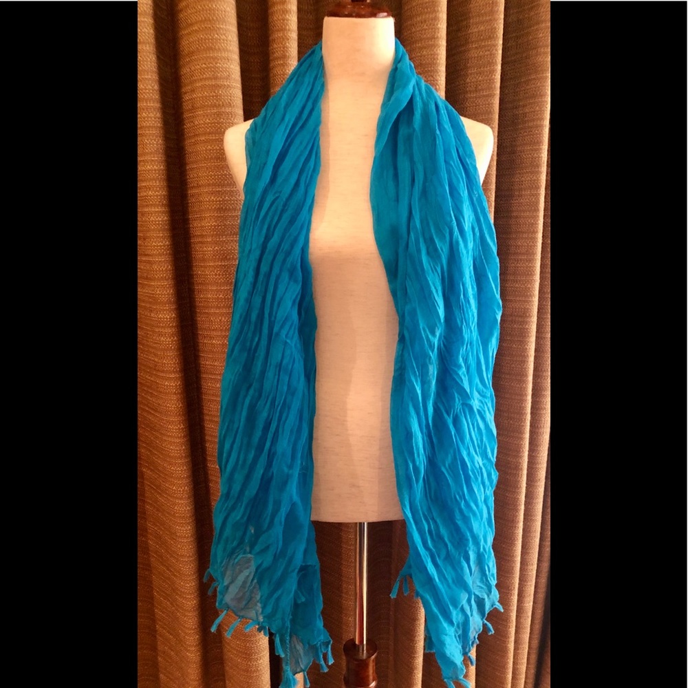 DARK TURQUOISE BLUE SCARF SARONG 100% POLY FRINGE